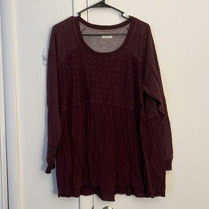Maroon Half Sweater Half Shirt